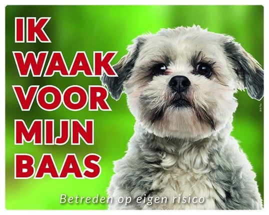 Stickerkoning Shih Tzu Waakbord - Ik waak voor mijn baas