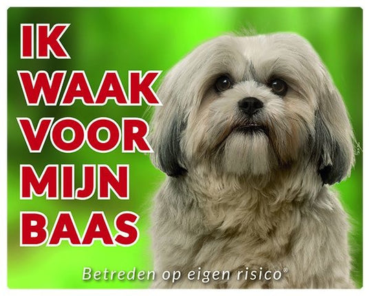 Stickerkoning Shih Tzu Waakbord - Ik waak voor mijn baas