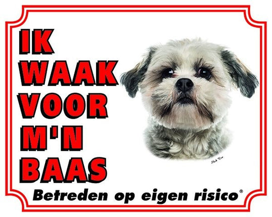 Stickerkoning Shih Tzu Waakbord - Ik waak voor mijn baas