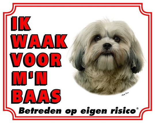 Stickerkoning Shih Tzu Waakbord - Ik waak voor mijn baas