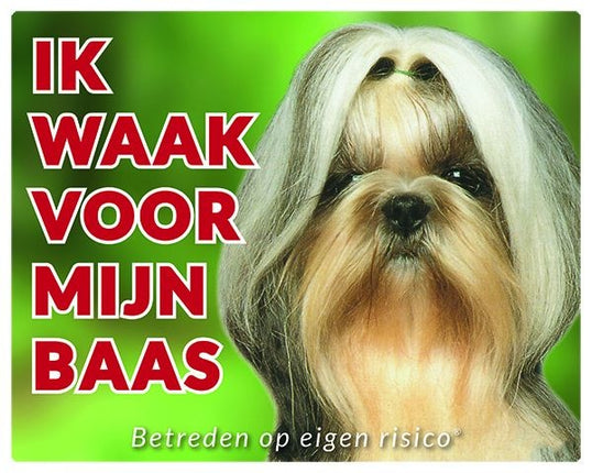 Stickerkoning Shih Tzu Waakbord - Ik waak voor mijn baas