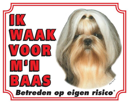 Stickerkoning Shih Tzu Waakbord - Ik waak voor mijn baas