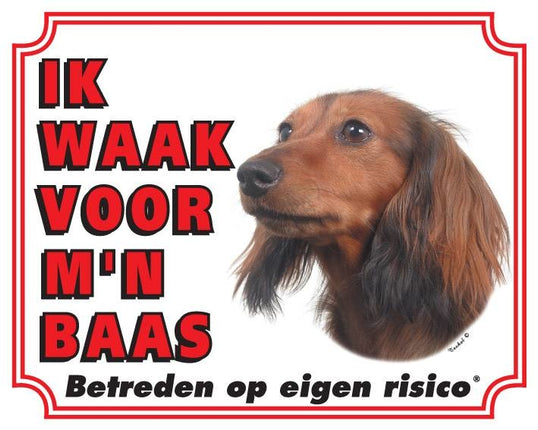 Stickerkoning Teckel Waakbord - Langhaar