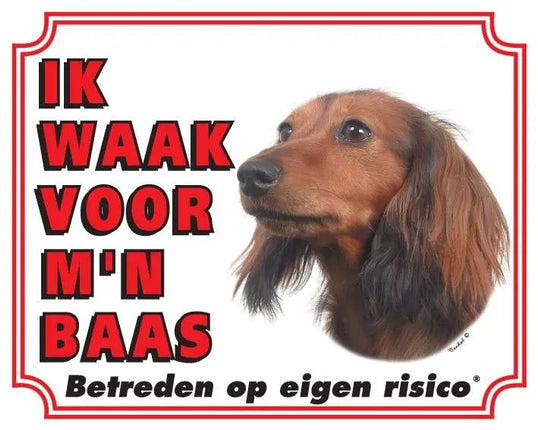 Stickerkoning Teckel Waakbord - Langhaar