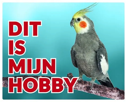 Stickerkoning Valkparkiet Waakbord - Dit is mijn hobby Grijs