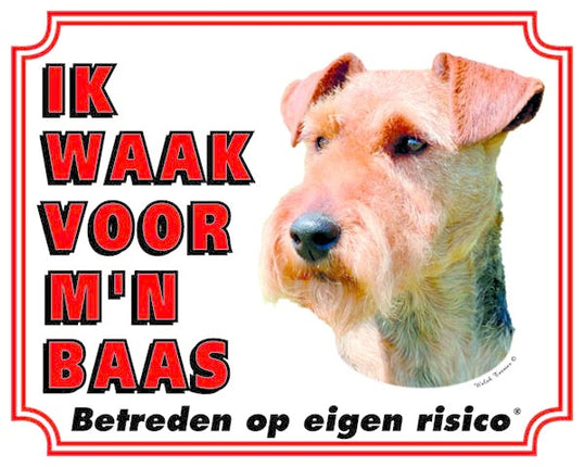 Stickerkoning Welsh Terrier Waakbord - Ik waak voor mijn Baas