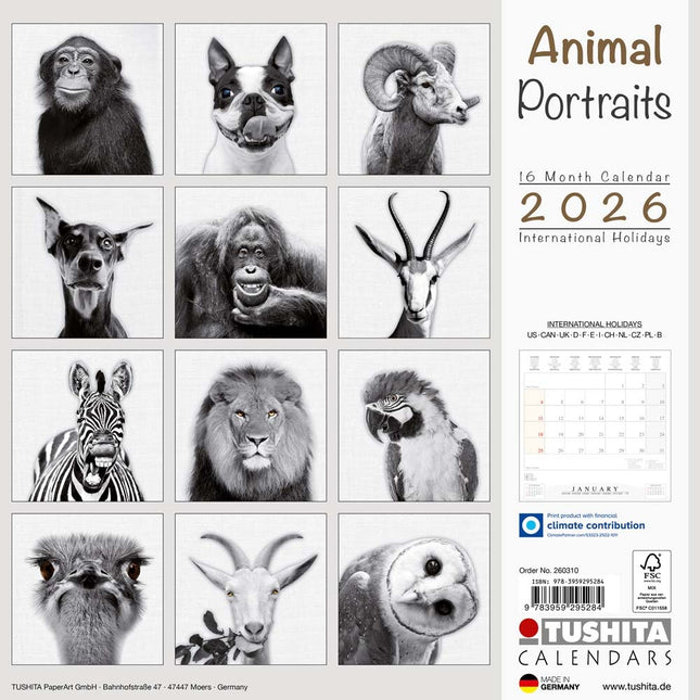 Tushita Animal Portraits Kalender 2026