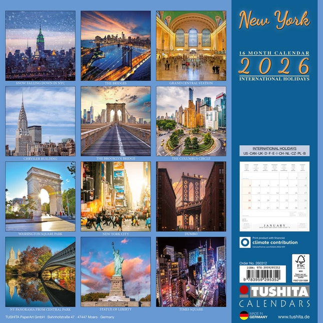 Tushita New York Kalender 2026