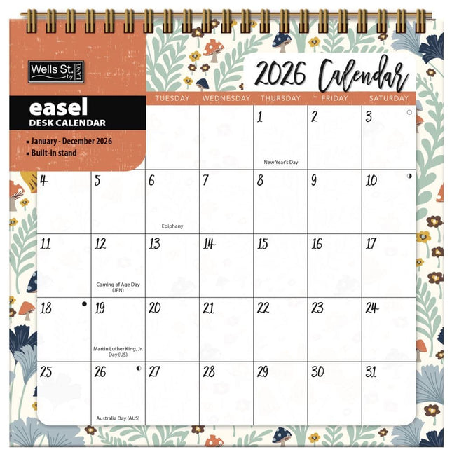 Wells st. by Lang Flora and Fauna Easel Desk Kalender 2026