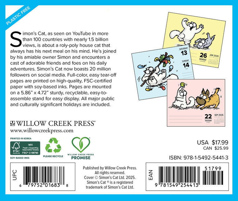 Willow Creek Simon's Cat Scheurkalender 2026 Boxed