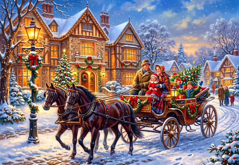 Alipson Christmas Horse-Drawn Carriage Ride Puzzel 1000 stukjes