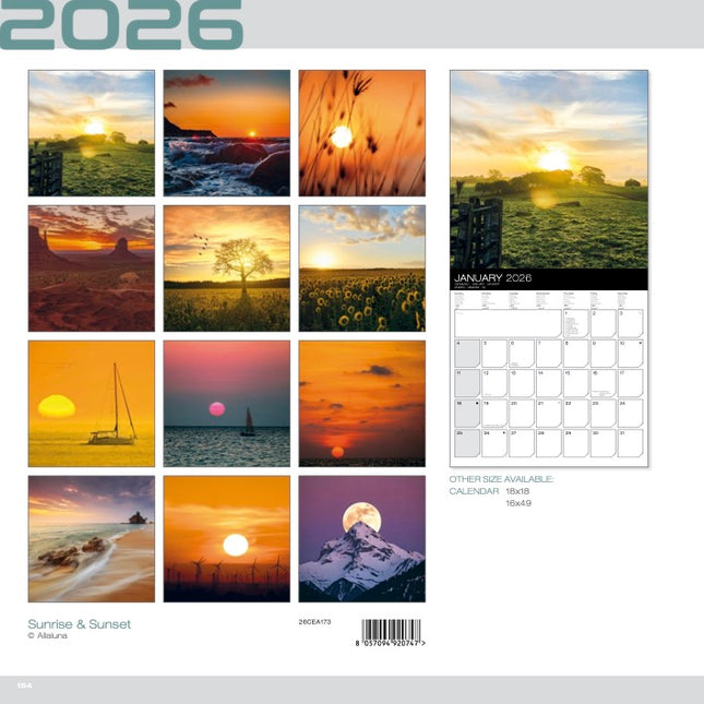 Allaluna Sunrise and Sunset Kalender 2026