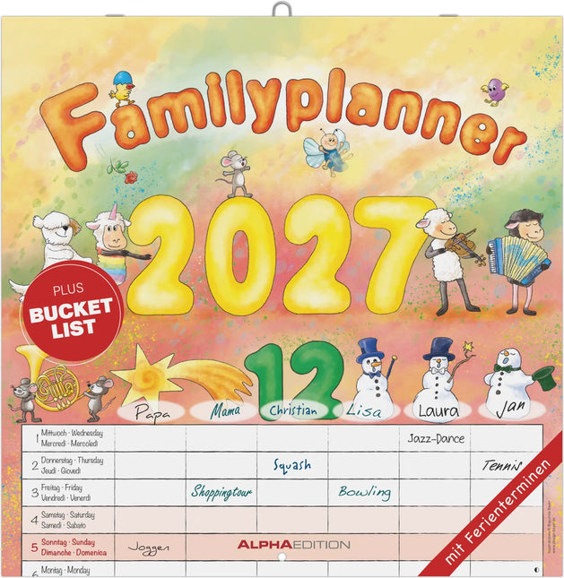 AlphaEdition Familyplanner Cartoon Kalender 2027