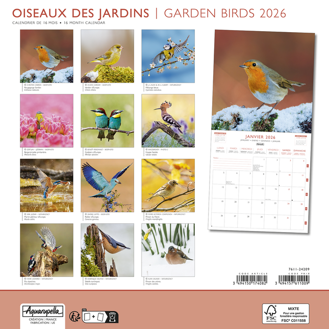 Aquarupella Garden Birds Kalender 2026