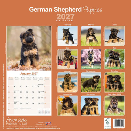 Avonside Duitse Herder Puppies Kalender 2027