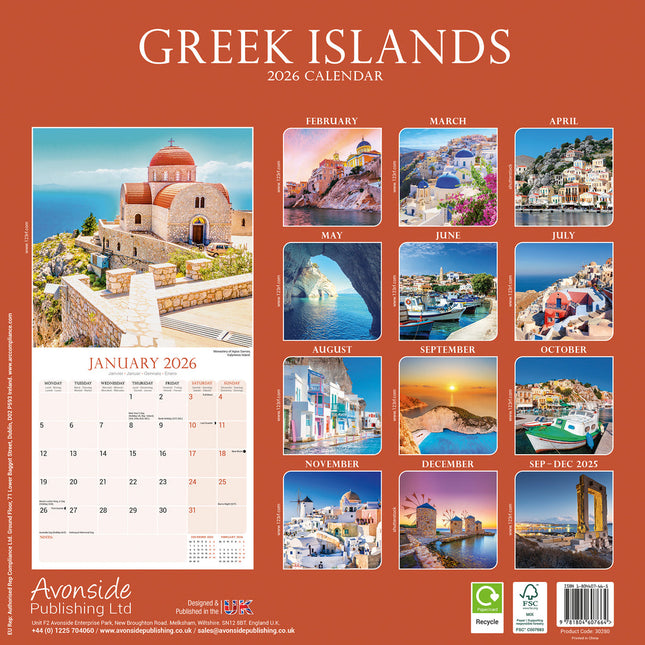Avonside Griekenland Kalender 2026