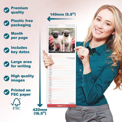 Avonside Mopshond Kalender 2026 Slimline