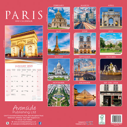 Avonside Parijs / Paris Kalender 2025