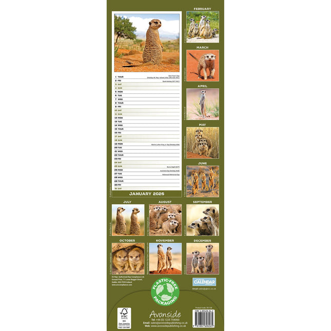 Avonside Stokstaartjes Kalender 2026 Slimline