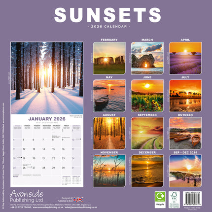Avonside Zonsondergangen Kalender 2026