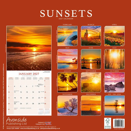 Avonside Zonsondergangen Kalender 2027