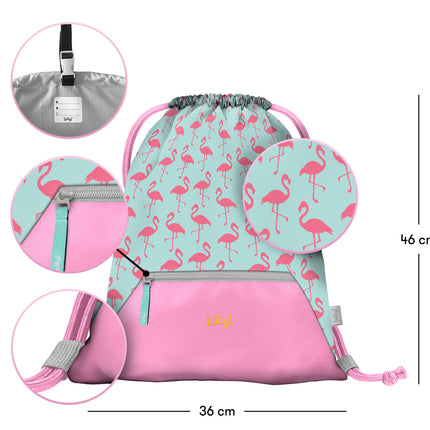Baagl Baagl Gymtas Flamingo met Rits