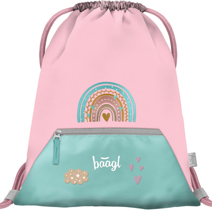 Baagl Baagl Gymtas Roze Regenboog met Rits