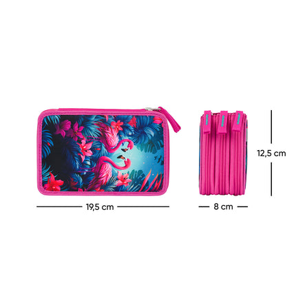 Baagl Baagl Luxe Etui - Pennenzak Flamingo 3-ritsen