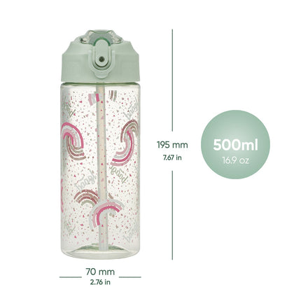 Baagl Baagl Regenboog Drinkfles 500ml met Rietje