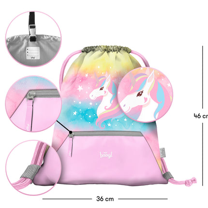 Baagl Baagl Regenboog Unicorn Gymtas met Rits