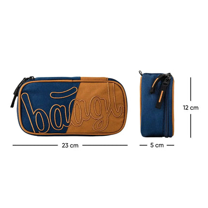 Baagl Baagl School etui Duo Kleur Blauw/Bruin 1-rits