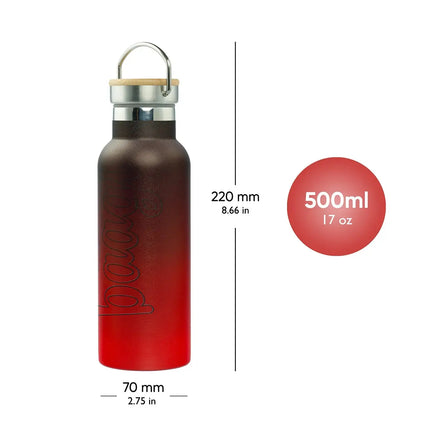 Baagl Baagl Thermosfles Bamboedeksel Rood-Zwart 500 ml