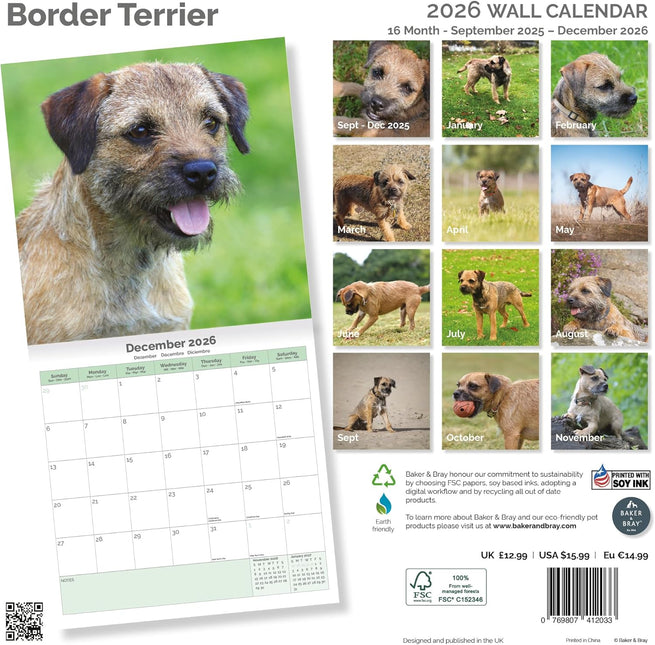 Baker & Bray Border Terrier Kalender 2026