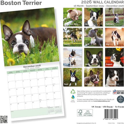 Baker & Bray Boston Terrier Kalender 2026