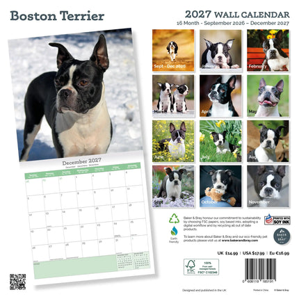 Baker & Bray Boston Terrier Kalender 2027