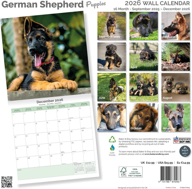 Baker & Bray Duitse Herder Puppies Kalender 2026