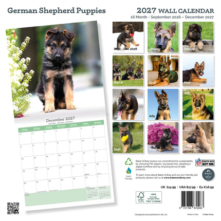 Baker & Bray Duitse Herder Puppies Kalender 2027