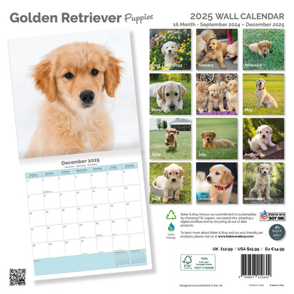 Baker & Bray Golden Retriever Kalender Puppies 2025