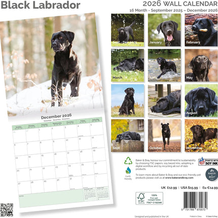 Baker & Bray Labrador Retriever Zwart Kalender 2026