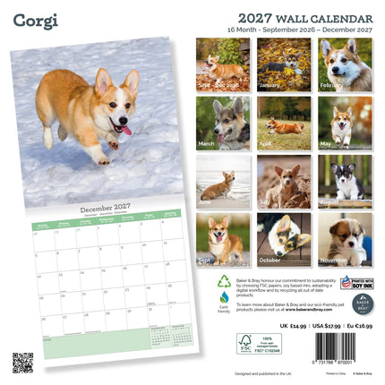 Baker & Bray Welsh Corgi Kalender 2026