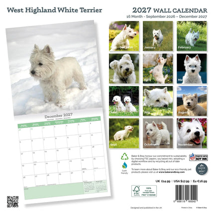 Baker & Bray West Highland White Terrier Kalender 2027