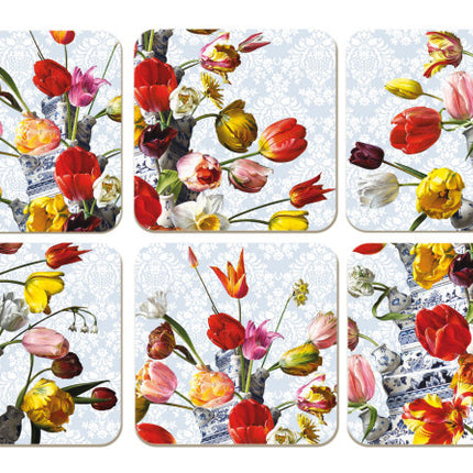Bekking & Blitz Bloemstilleven met Tulpenvaas, Roman Reisinger Onderzetters 6 stuks