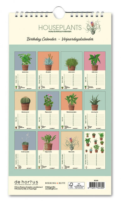 Bekking & Blitz Houseplants Hortus Botanicus Verjaardagskalender