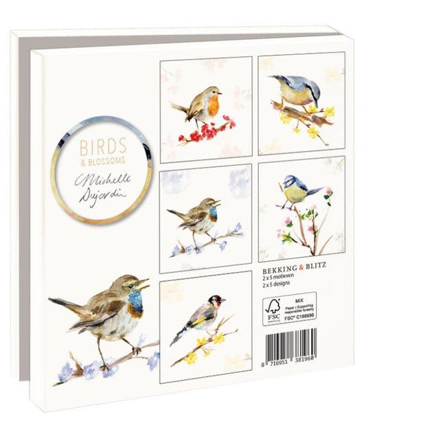 Bekking & Blitz Kaartenmapje 10 kaarten Birds en Blossoms, Michelle Dujardin
