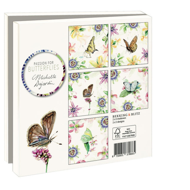 Bekking & Blitz Kaartenmapje 10 kaarten Butterflies, Michelle Dujardin