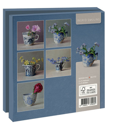 Bekking & Blitz Kaartenmapje A cup of flowers, Ingrid Smuling 10 Stuks