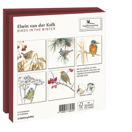 Bekking & Blitz Kaartenmapje Birds in the Winter, Elwin van der Kolk 10 Stuks