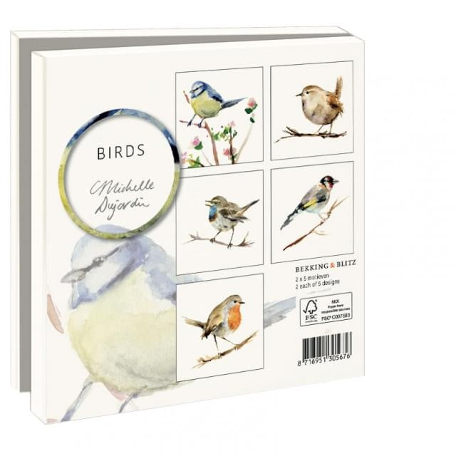 Bekking & Blitz Kaartenmapje Birds, Michelle Dujardin 10 Stuks met Enveloppen