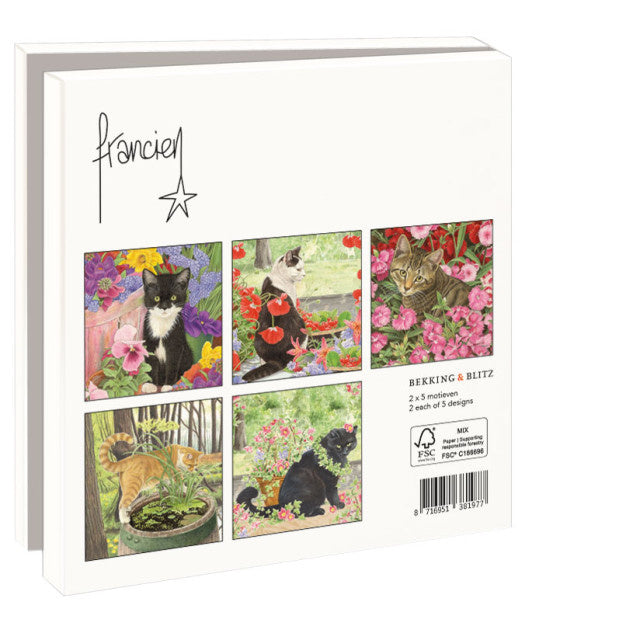 Bekking & Blitz Kaartenmapje Franciens katten, 10 Stuks met Enveloppen