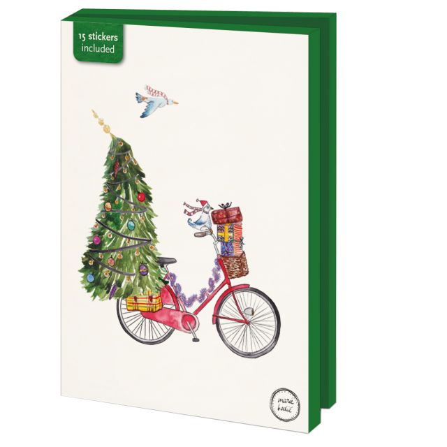 Bekking & Blitz Kaartenmapje Groot: Kerstboom op fiets, Maartje Bodt